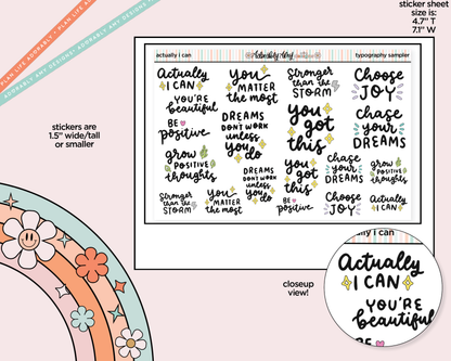 Actually I Can Motivational Deco Typography Sampler Planner Stickers