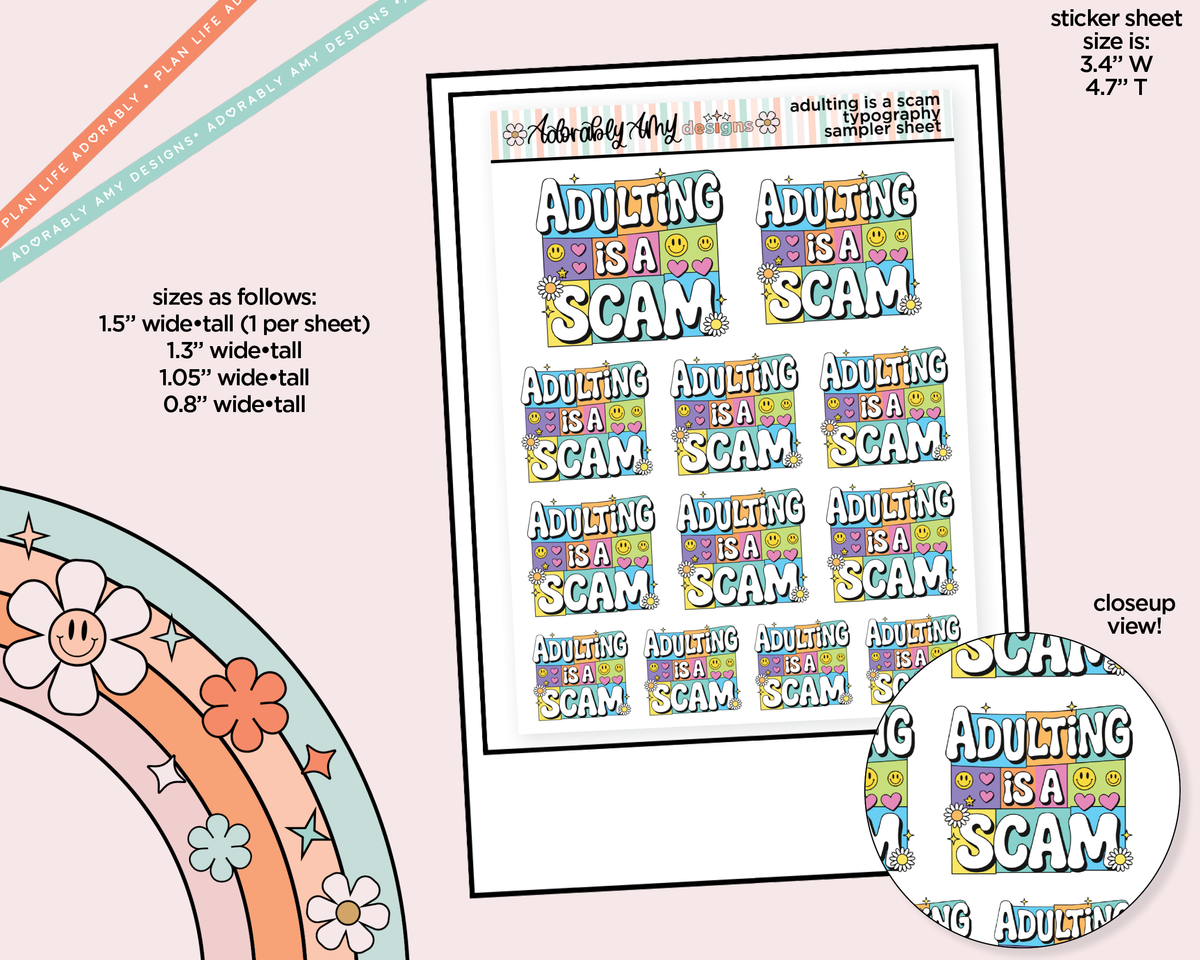 Adulting is a Scam Typography Sampler Planner Stickers - Adorably Amy Designs