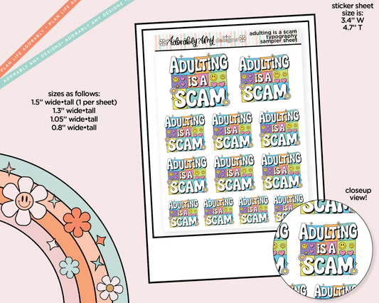 Adulting is a Scam Typography Sampler Planner Stickers - Adorably Amy Designs