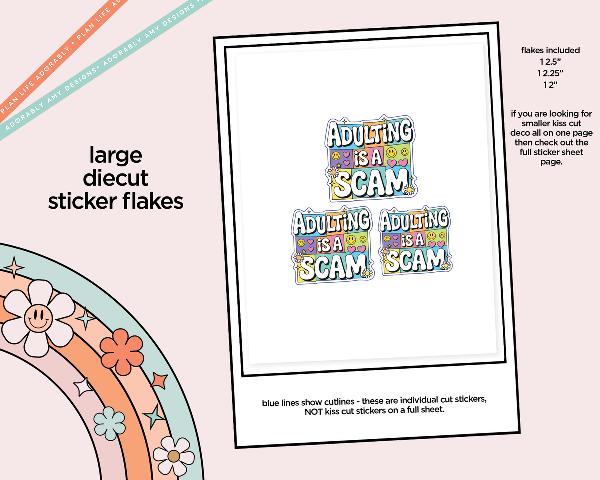 Adulting is a Scam Typography Sampler Planner Stickers - Adorably Amy Designs