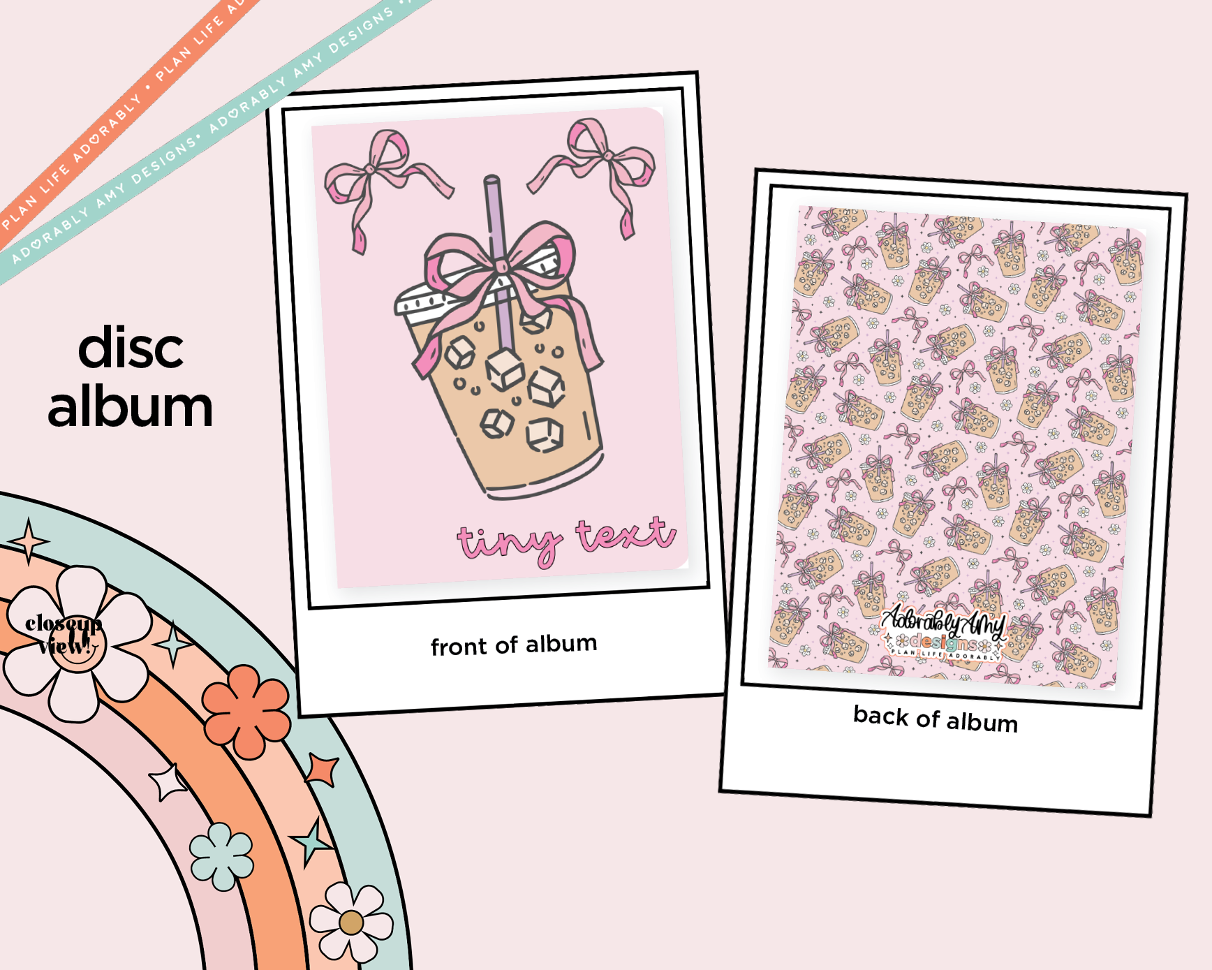 Coffee Bow Disc Bound Sticker Storage - 4 Slots - Tiny Text/Diecuts Size - Adorably Amy Designs