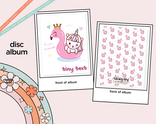 Flamingo Floatie Disc Bound Sticker Storage - 4 Slots - Tiny Text/Diecuts Size - Adorably Amy Designs