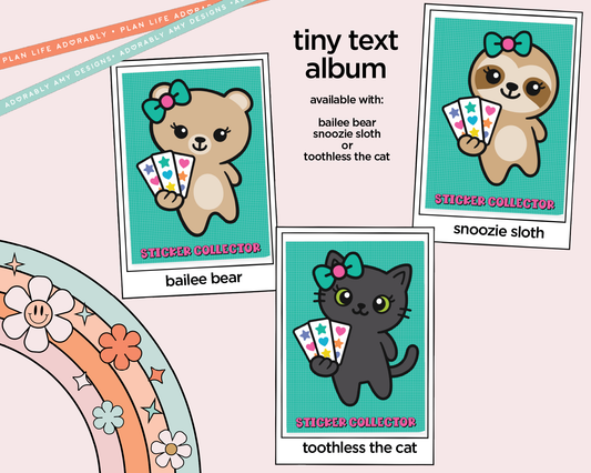 Sticker Collector Character Cover Disc Bound Sticker Storage - 4 Slots - Tiny Text/Diecuts Size - Adorably Amy Designs