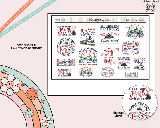 All Aboard Deco Typography Sampler Planner Stickers