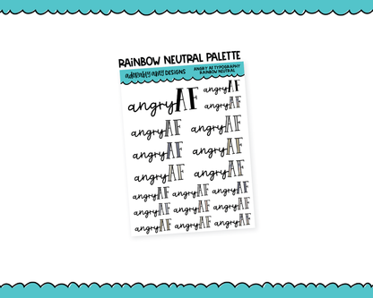 Rainbow or Black Angry AF Snarky Typography Planner Stickers for any Planner or Insert
