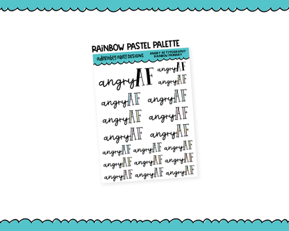 Rainbow or Black Angry AF Snarky Typography Planner Stickers for any Planner or Insert
