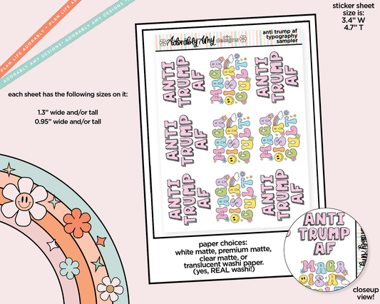 Anti-Trump AF - MAGA is a Cult Anti-Trump Themed Typography Sampler Planner Stickers for any Planner or Insert (Copy)