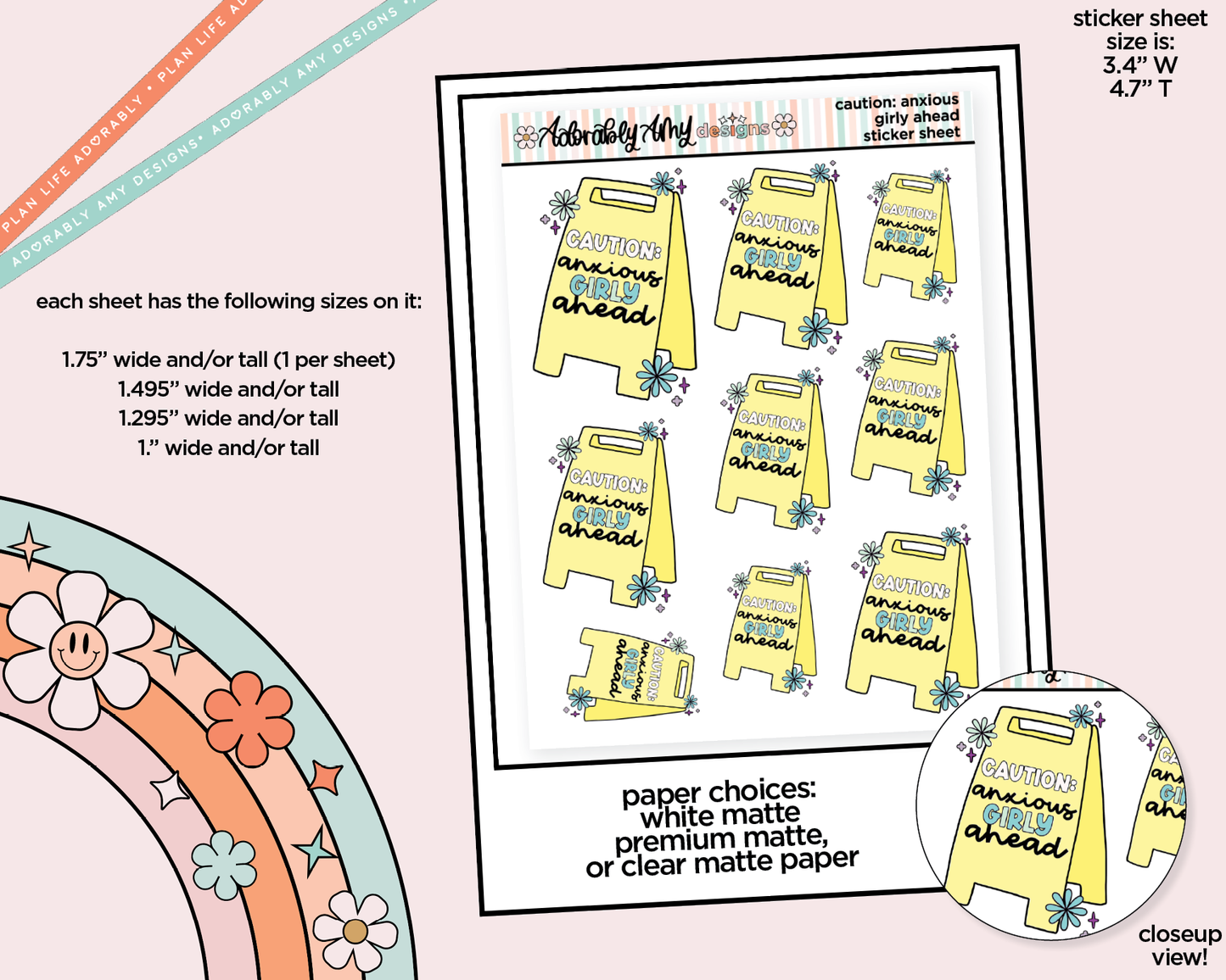 Anxious Girly Ahead Typography Sampler Planner Stickers for any Planner or Insert