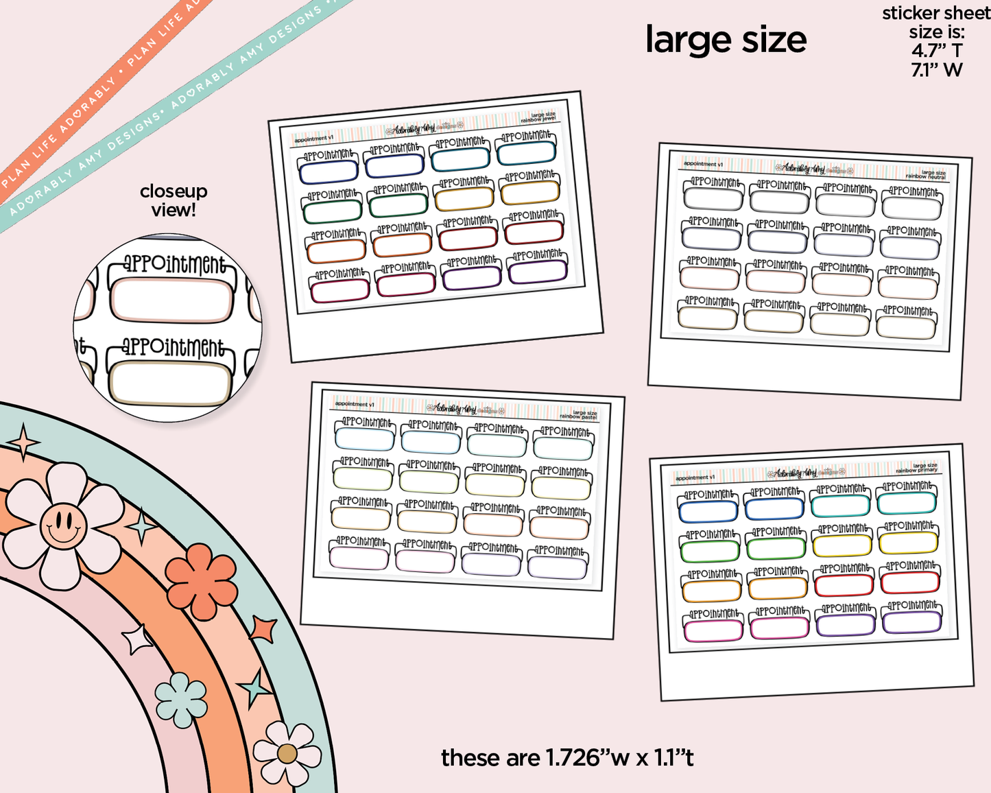Rainbow Appointment - 2 Versions Boxes Large/Jumbo Size Stickers