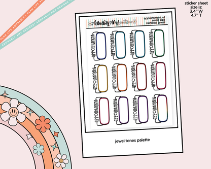 Rainbow Appointment Boxes Small Size Planner Stickers