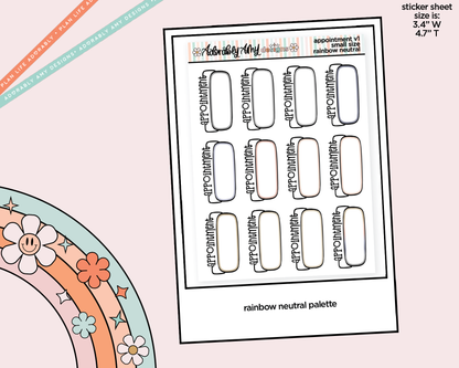 Rainbow Appointment Boxes Small Size Planner Stickers