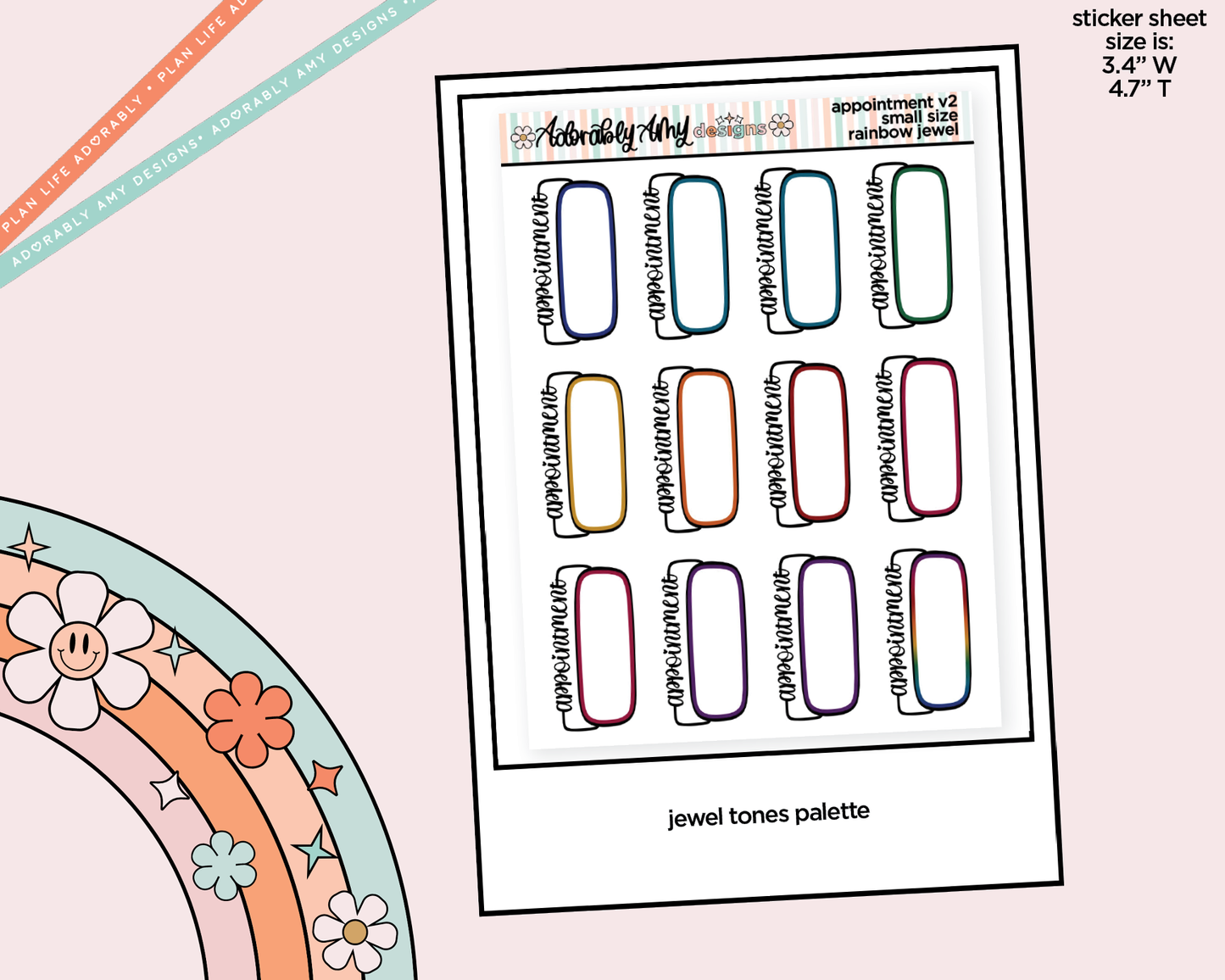 Rainbow Appointment Boxes Small Size Planner Stickers