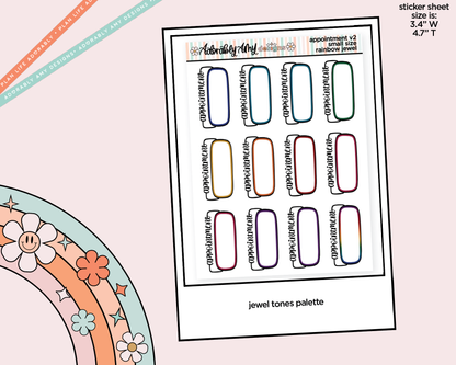 Rainbow Appointment Boxes Small Size Planner Stickers