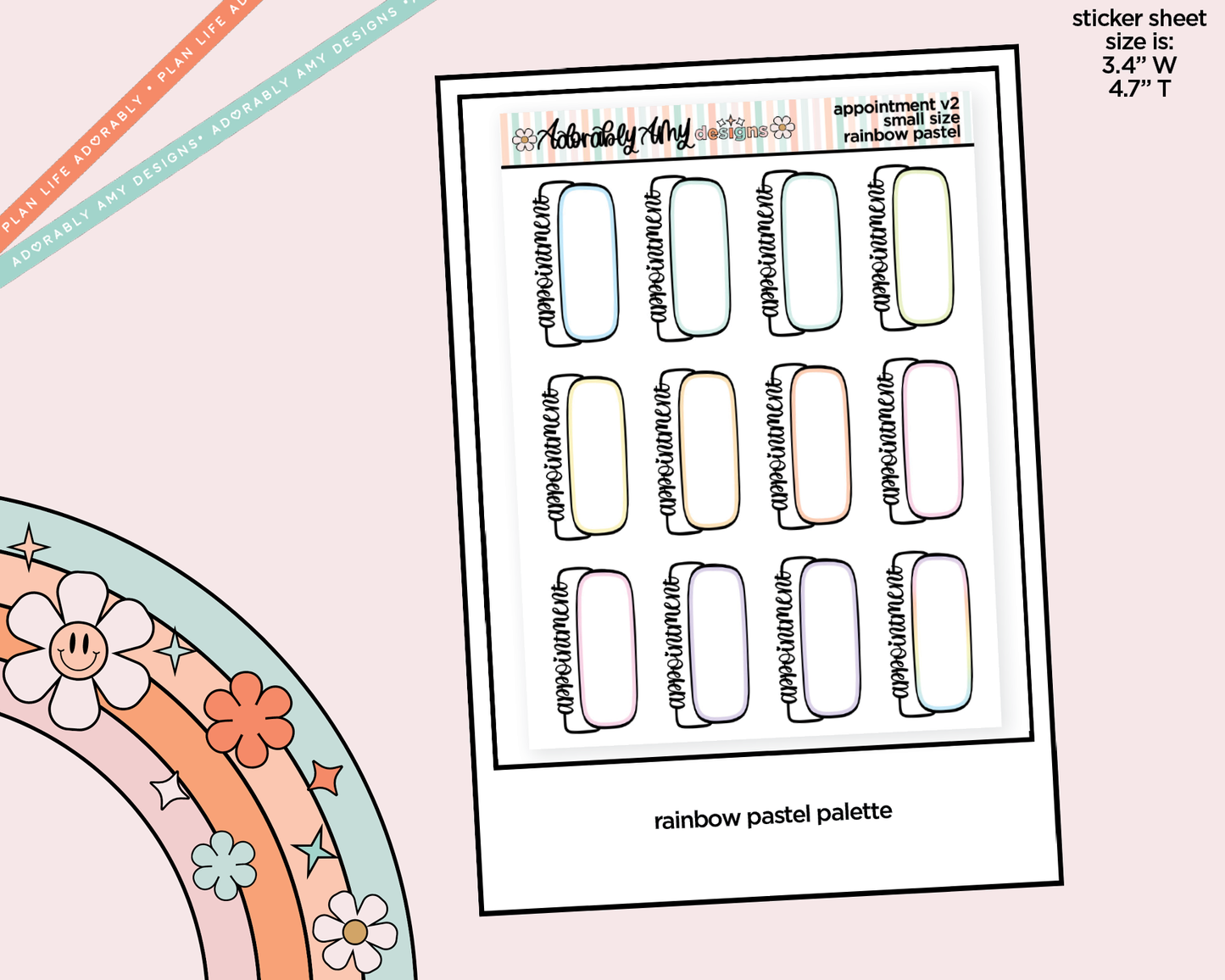 Rainbow Appointment Boxes Small Size Planner Stickers