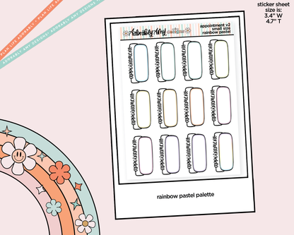 Rainbow Appointment Boxes Small Size Planner Stickers