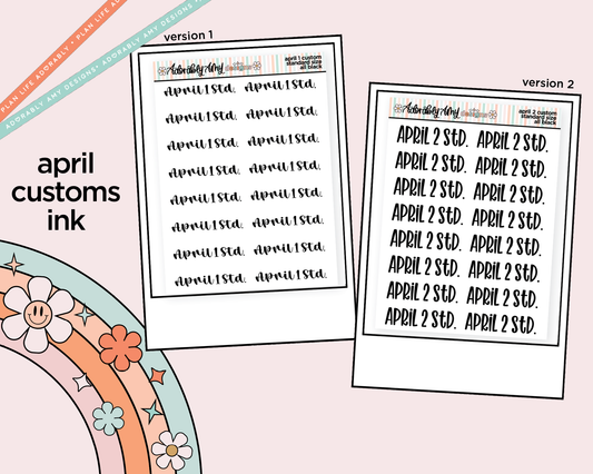 April 2026 LE Custom Typography Sticker Reminder Planner Stickers - Adorably Amy Designs