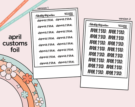 April 2026 LE Foiled Custom Word/Phrase Stickers Planner Stickers - Adorably Amy Designs