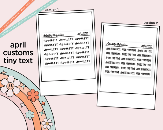 April 2026 LE Font Custom Foiled Tiny Text Sticker Sheet Planner Stickers - Adorably Amy Designs