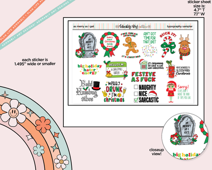 As Merry as I Get Snarky Christmas Typography Sampler Planner Stickers