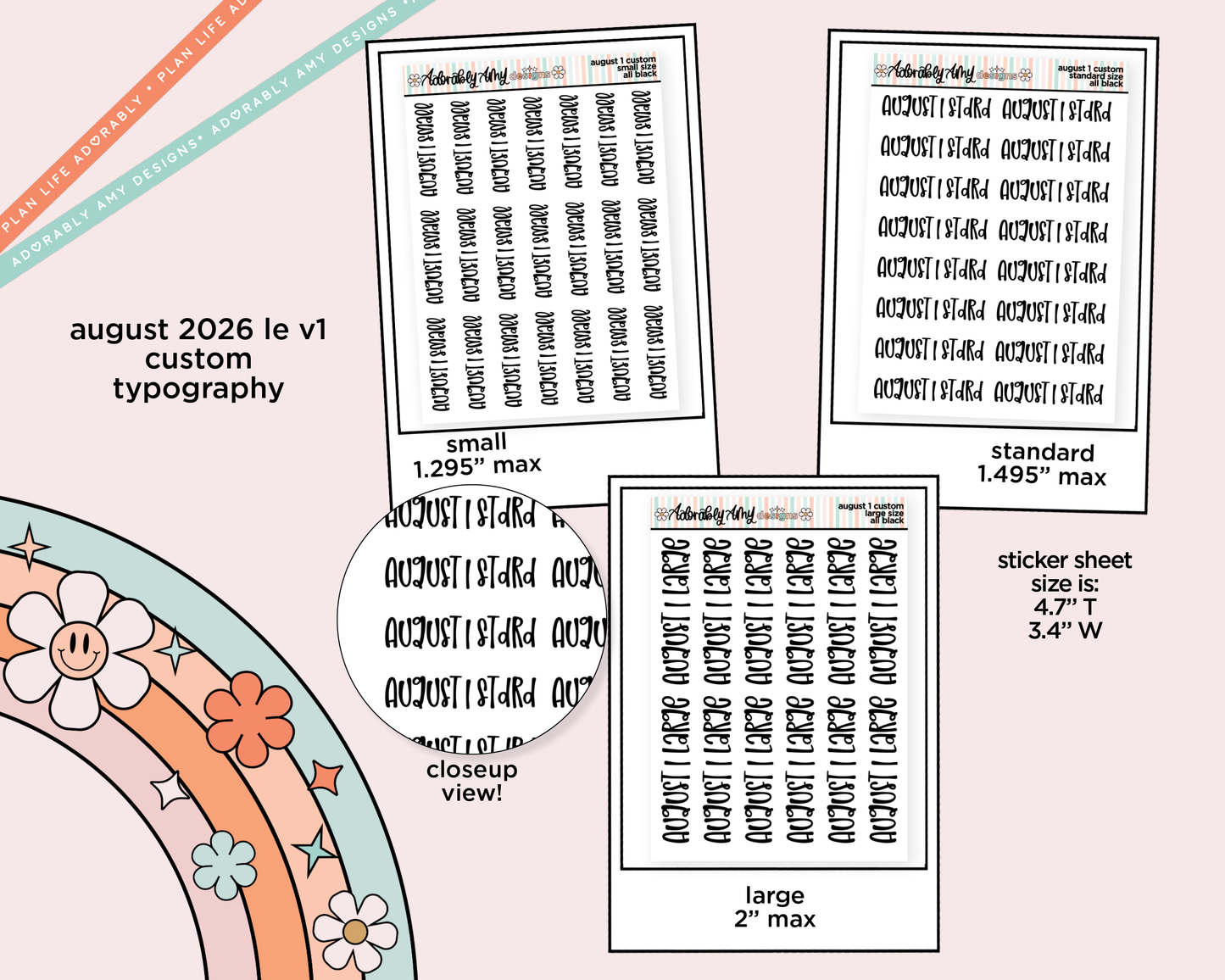 August 2026 LE Custom Typography Sticker Reminder Planner Stickers