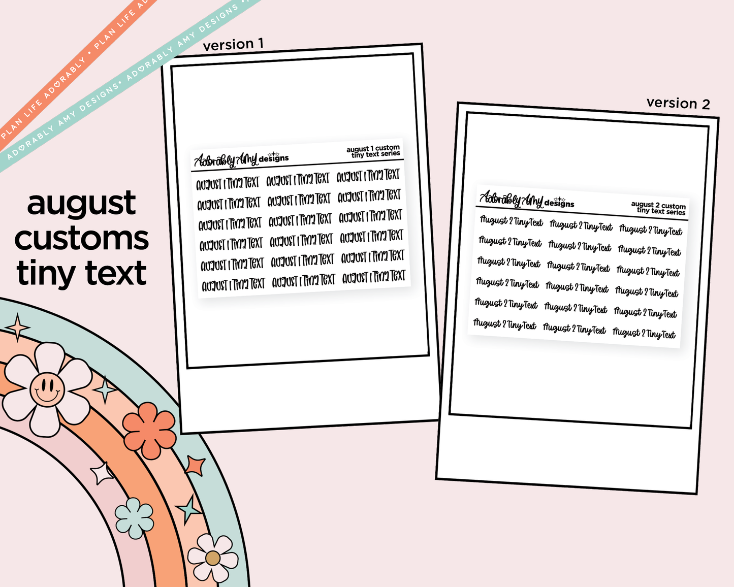 August 2026 LE Font Custom Foiled Tiny Text Sticker Sheet Planner Stickers