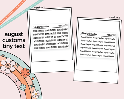 August 2026 LE Font Custom Foiled Tiny Text Sticker Sheet Planner Stickers