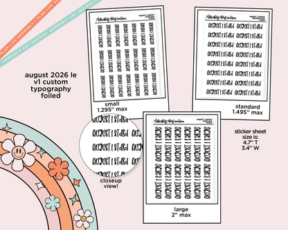 August 2026 LE Foiled Custom Word/Phrase Stickers Planner Stickers