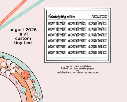August 2026 LE Font Custom Foiled Tiny Text Sticker Sheet Planner Stickers