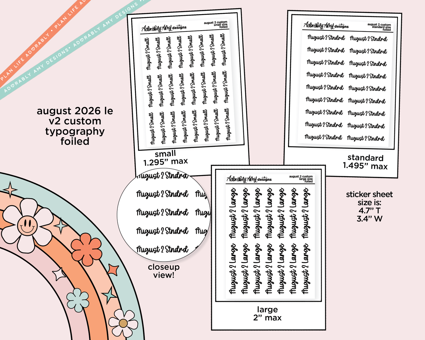 August 2026 LE Foiled Custom Word/Phrase Stickers Planner Stickers