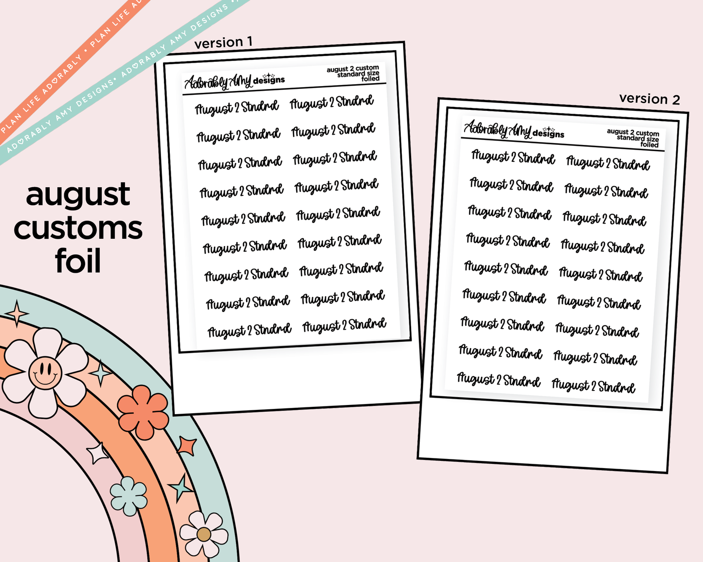 August 2026 LE Foiled Custom Word/Phrase Stickers Planner Stickers