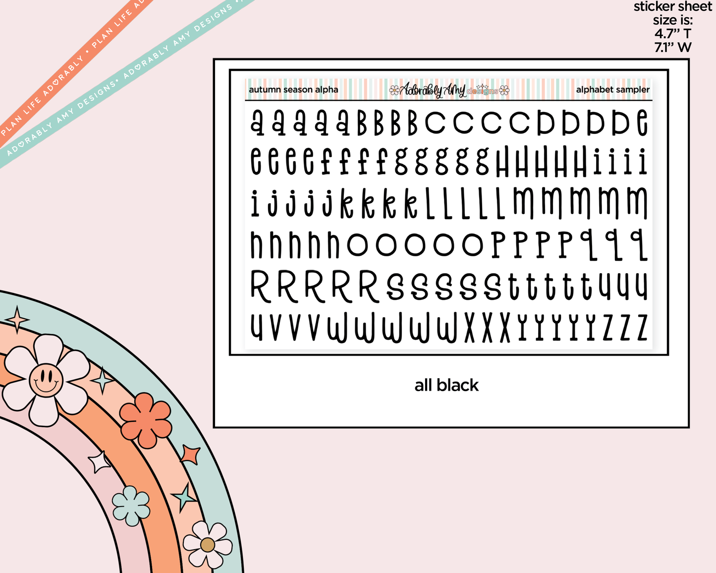 Autumn Season Alphabet Stickers Deco Typography Sampler Planner Stickers