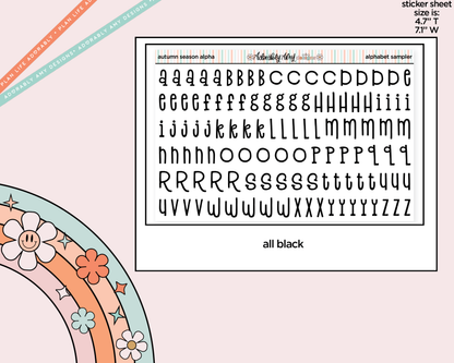Autumn Season Alphabet Stickers Deco Typography Sampler Planner Stickers