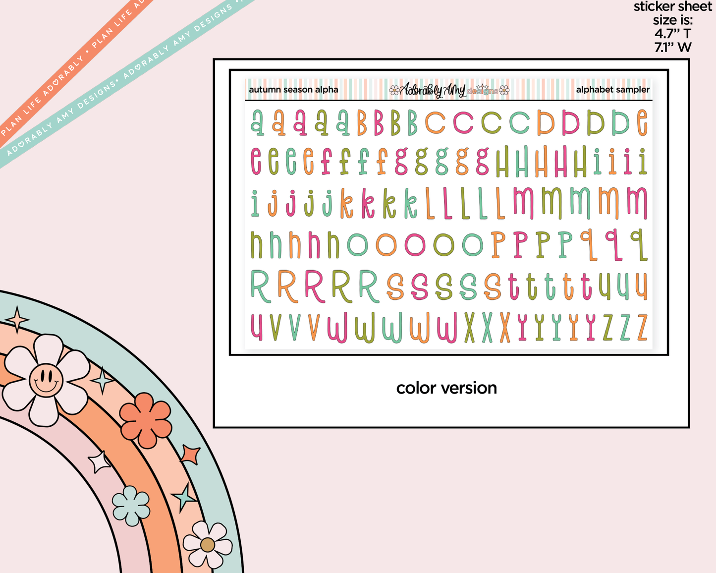 Autumn Season Alphabet Stickers Deco Typography Sampler Planner Stickers