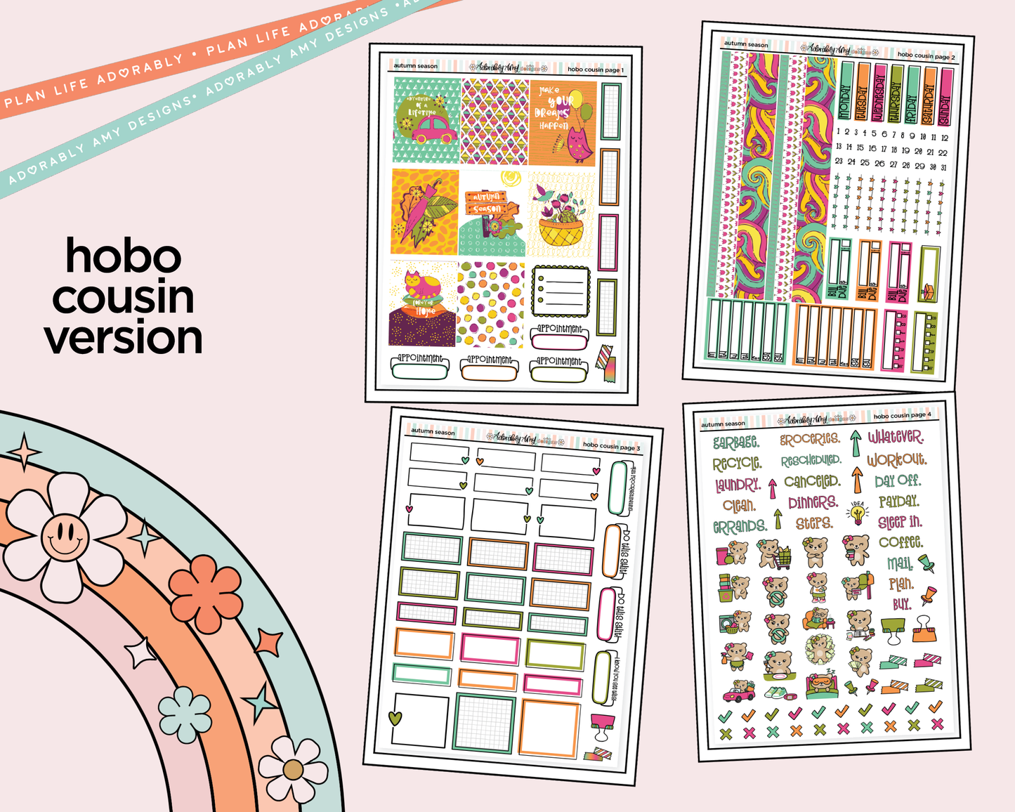 Hobonichi Cousin Weekly Autumn Season Planner Sticker Kit for Hobo Cousin or Similar Planners