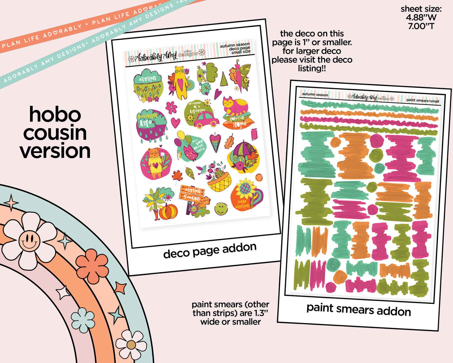 Hobonichi Cousin Weekly Autumn Season Planner Sticker Kit for Hobo Cousin or Similar Planners
