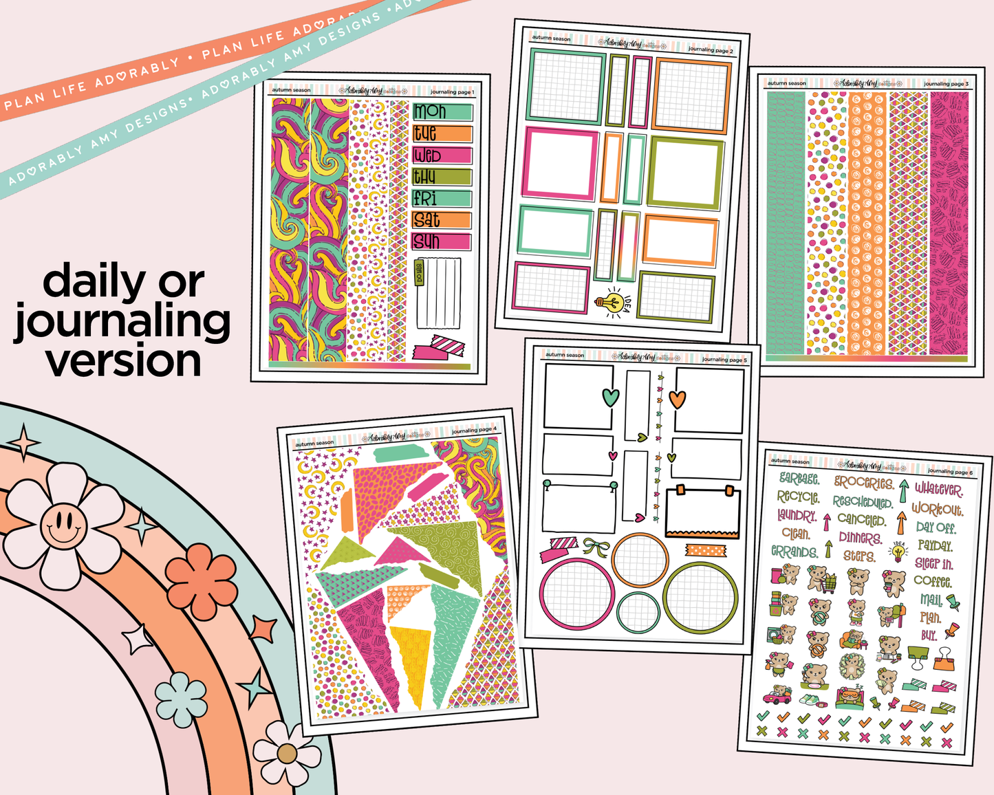 Journaling and Daily Planning Autumn Season Planner Sticker Kit