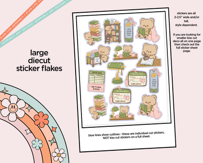 Autumn Library Bear Deco Stickers in Multiple Sizes Decorative Planner Stickers