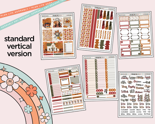 Vertical Autumn Mode On Weekly Sticker Kit for Vertical Standard Size Planners or Insert