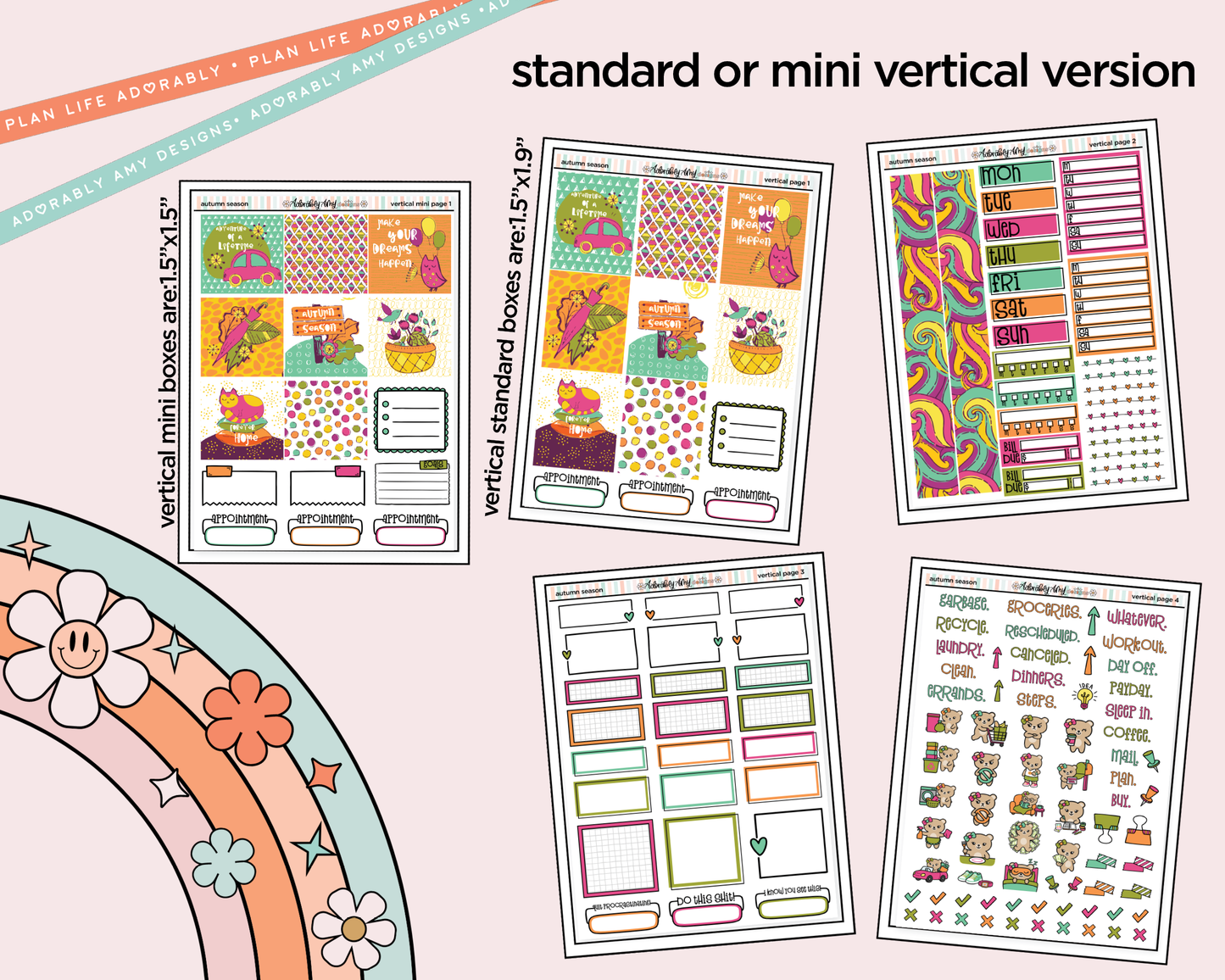 Vertical Autumn Season Kit for Vertical Standard Size Planners or Insert
