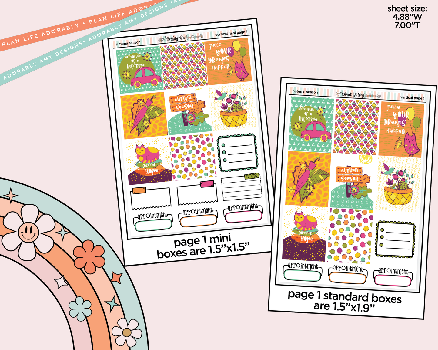 Vertical Autumn Season Kit for Vertical Standard Size Planners or Insert