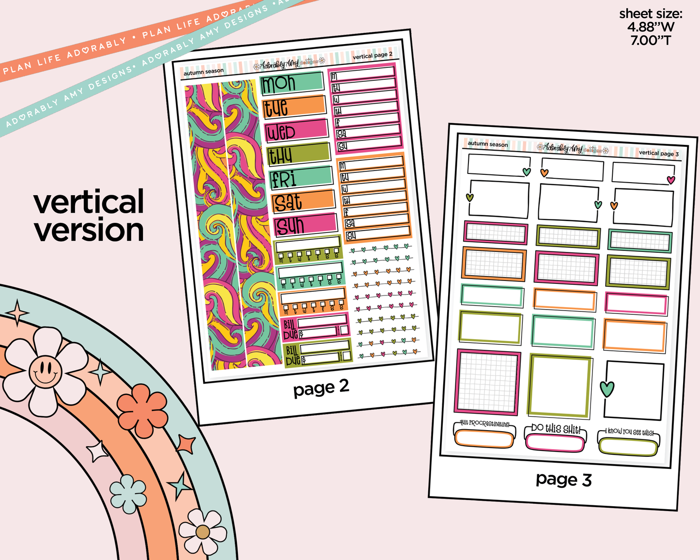 Vertical Autumn Season Kit for Vertical Standard Size Planners or Insert