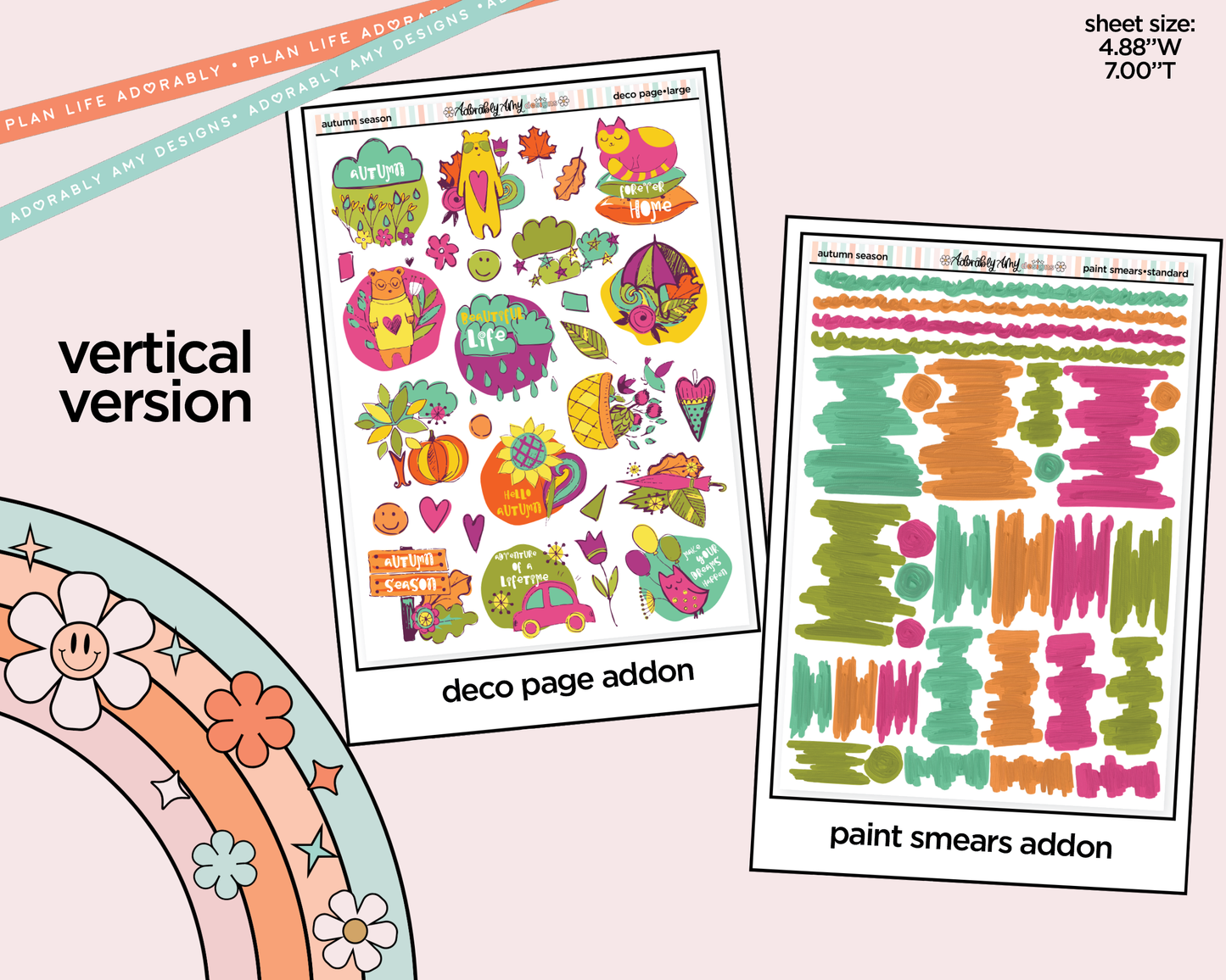 Vertical Autumn Season Kit for Vertical Standard Size Planners or Insert