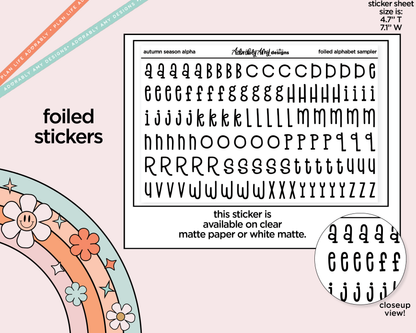 Foiled Autumn Season Alphabet Stickers Deco Typography Sampler Planner Stickers