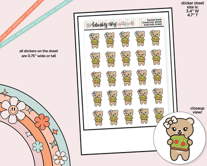 Bailee Bear Avocado Toast Decoration Character Planner Stickers