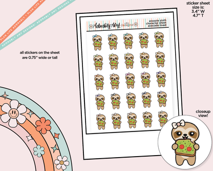 Snoozie Sloth Avocado Toast Decoration Character Planner Stickers