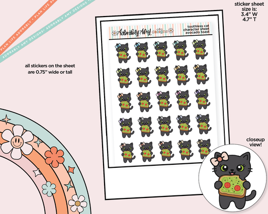 Toothless Cat Avocado Toast Decoration Character Planner Stickers