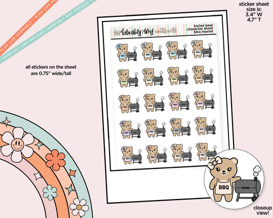 Bailee Bear BBQ-Smoker Master Decoration Character Planner Stickers - Adorably Amy Designs