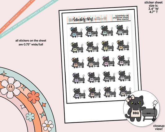 Toothless Cat BBQ-Smoker Master Decoration Character Planner Stickers - Adorably Amy Designs