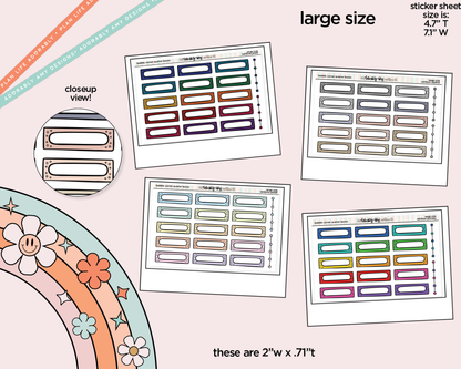 Rainbow Doodled Bubble Corner Quarter Boxes Large/Jumbo Size Stickers - Adorably Amy Designs