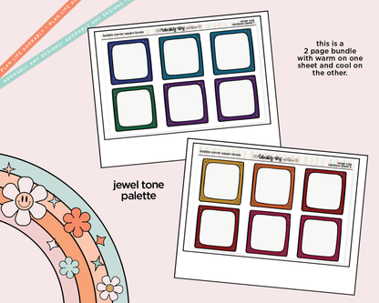 Rainbow Doodled Bubble Corner Square Boxes Large/Jumbo Size Stickers - Adorably Amy Designs